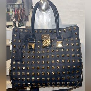 Gold Studded and Navy MK Hamilton purse